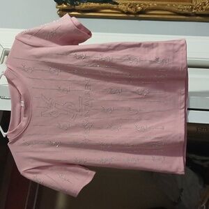Pink T-Shirt with Silver Accents